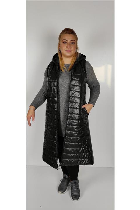 NoviaMi Büyük Beden Siyah Kapitone Yelek