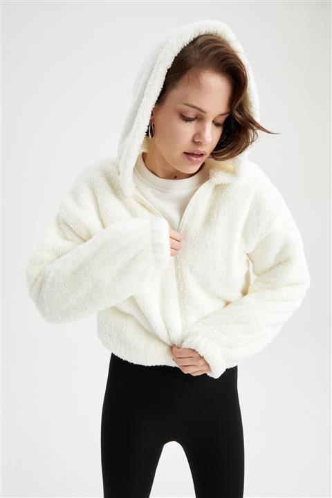 DeFacto Regular Fit Fermuarlı Pelüş Sweat Hırka