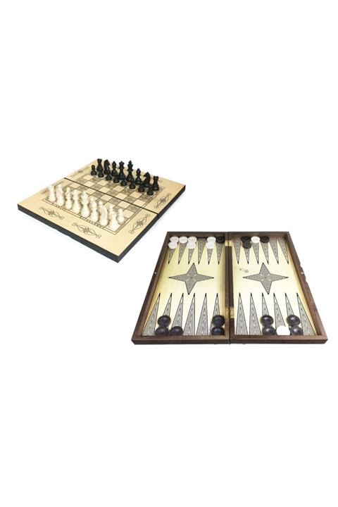 Star Oyun Star Yakma Tavla Ve Satranç Seti Büyük Boy