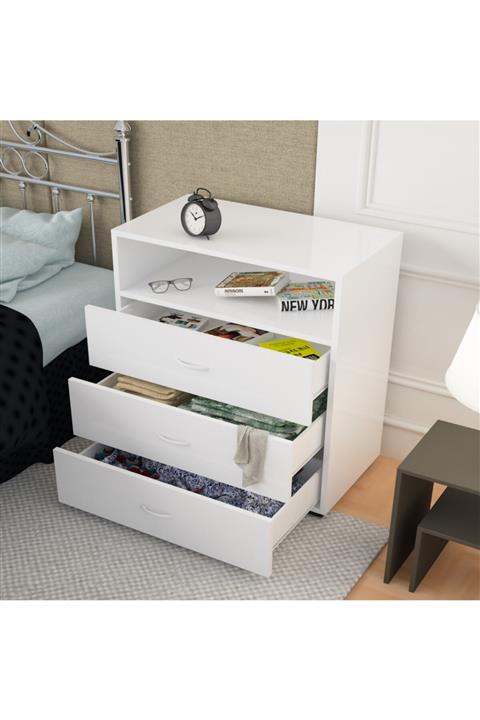 Modilayn Deniz Geniş Şifonyer 72 Cm 3 Derin Çekmece