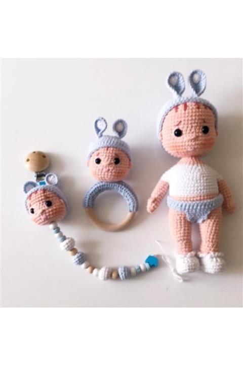 OYUNCAKPARK Fındık Piti Bebek Uyku Arkadaşı Takımı Amigurumi Organik Oyuncak