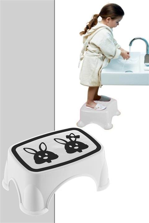 Meleni Home Kaymaz Tabanlı Bebek Çocuk Banyo Taburesi Yükseltme Basamağı Beyaz