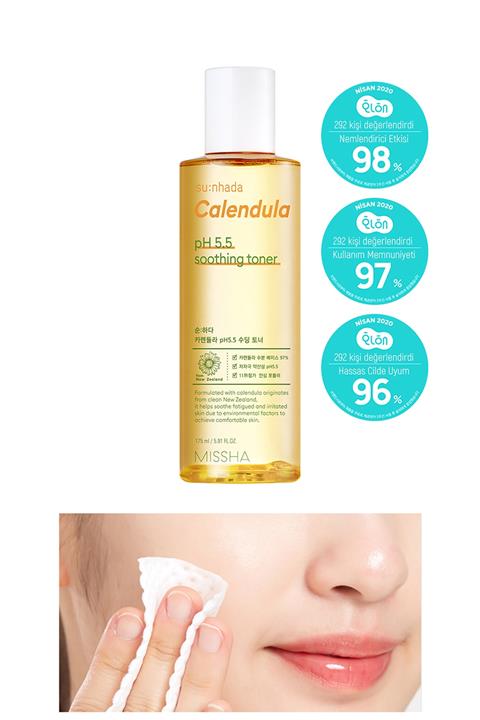 Missha Kalendula Özlü Arındırıcı ve Yatıştırıcı Görünüm Veren Tonik 175ml Calendula ph 5.5 Soothing Toner