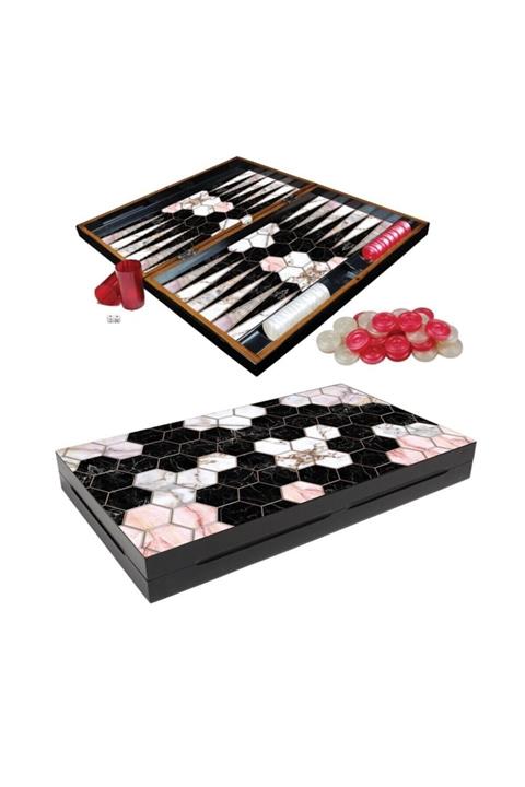Miajima Yenigün Trendy Petek Mermer Tavla Takımı Büyük Boy Ücretsiz Kargo