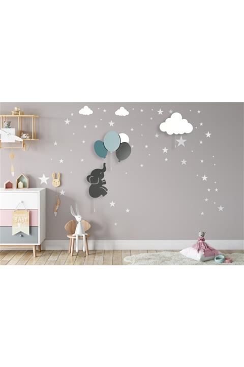 tinytigerstore 3 Lü Set Fil Balon,bulut,çocuk Odası Dekoratif Aydınlatma