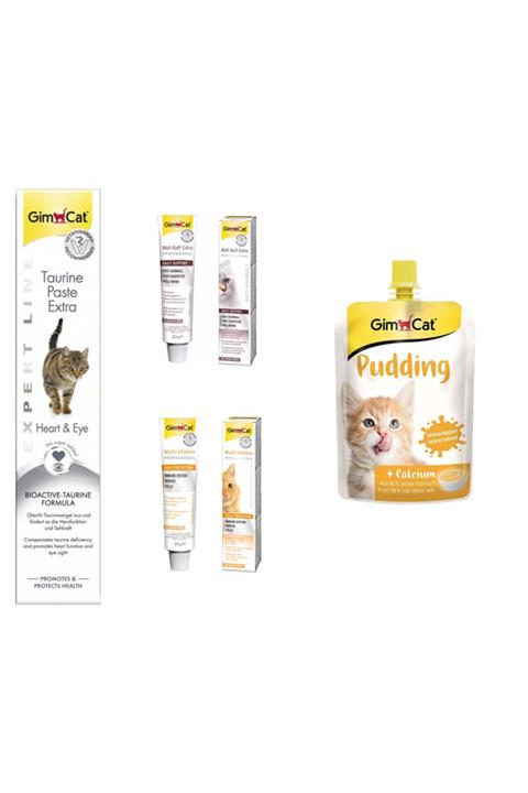 Gimcat Taurine 50gr + Anti-hairball Malt Paste 20gr + Kedi Macunları + Classic Kalsiyum Kedi Pudingi 150 Gr