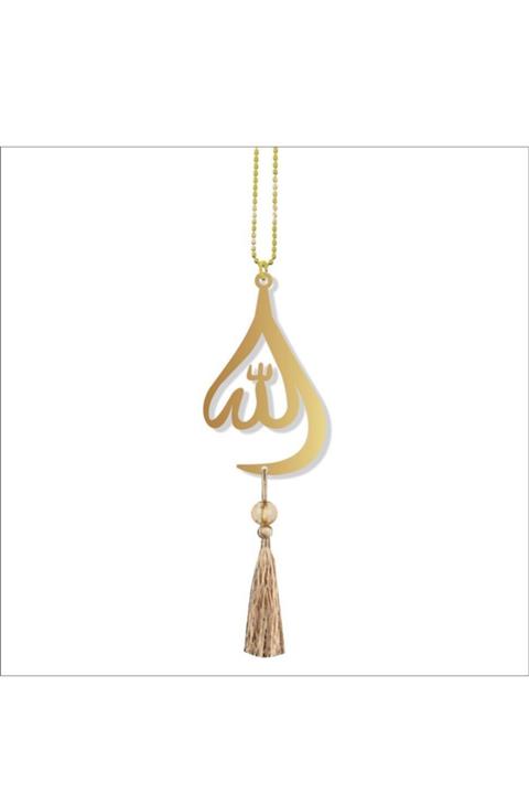 Ömr Dizayn Hediye Çift Taraflı Su Damlası Allah Pleksi Araba Dikiz Aynası Süsü Gold