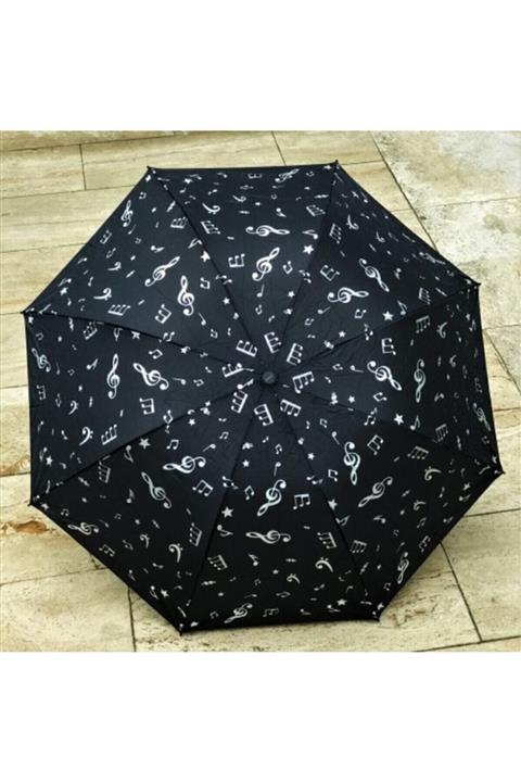 Marlux Müzik Notalı Siyah Şemsiye