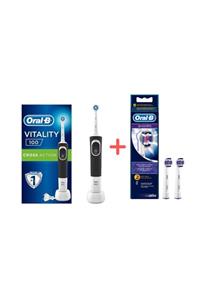 OralB Vitality D100 Şarjlı Diş Fırçası Siyah Ve 3d White Başlık