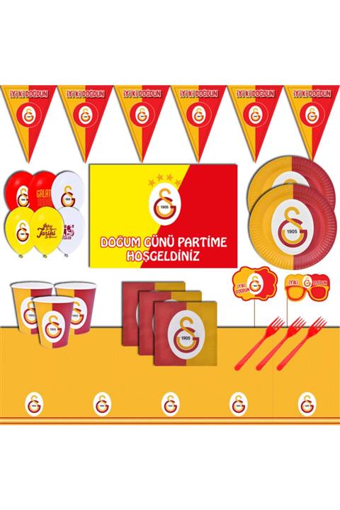 partykids Galatasaray Taraftar Afişli 24 Kişilik Doğum Günü Parti Malzemeleri Seti