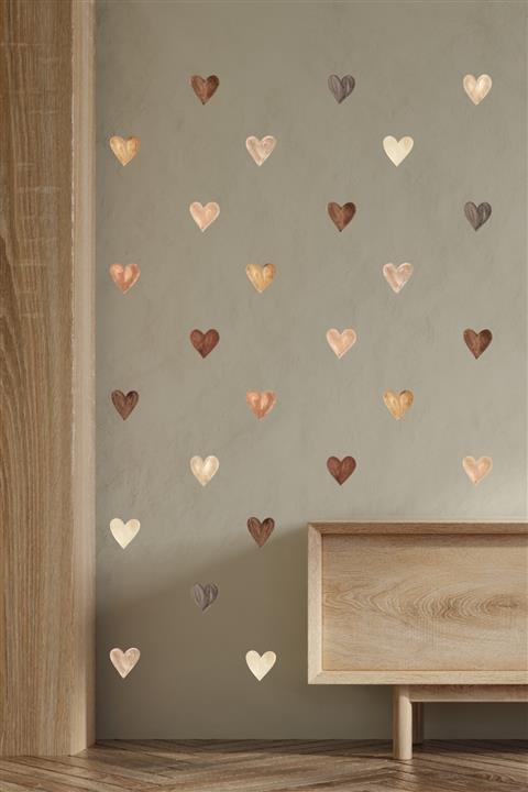 ENGINPRINT 84 Parça Suluboya Efektli Kahverengi Kalpler Duvar Stickerı