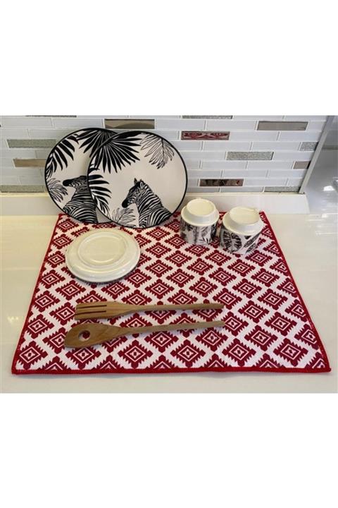 Fine Clean Baskılı Bulaşık Kurutma Matı  Kurulama Bezi Örtüsü