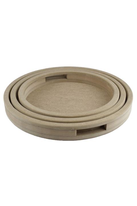 Ahşap Tepsi Derin Yuvarlak 3 Adet