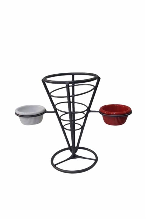 Matar Endüstriyel Mutfak Ekipmanları Metal Patates Sunum Standı Sosluklu