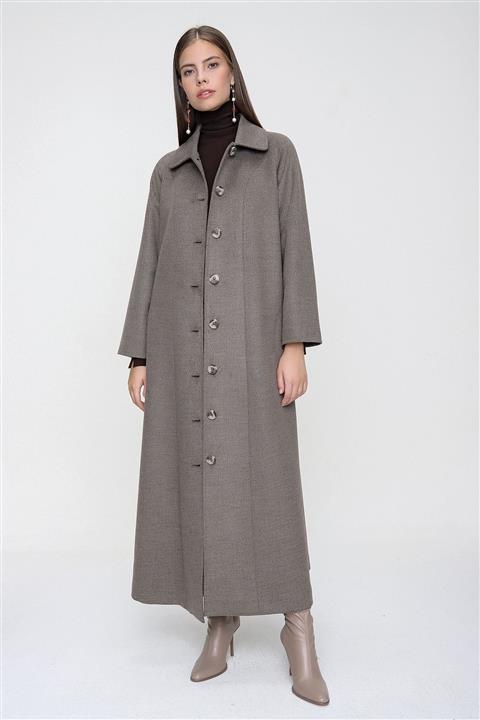 Aker 6112111 Düğmeli Belden Kuşaklı Manto
