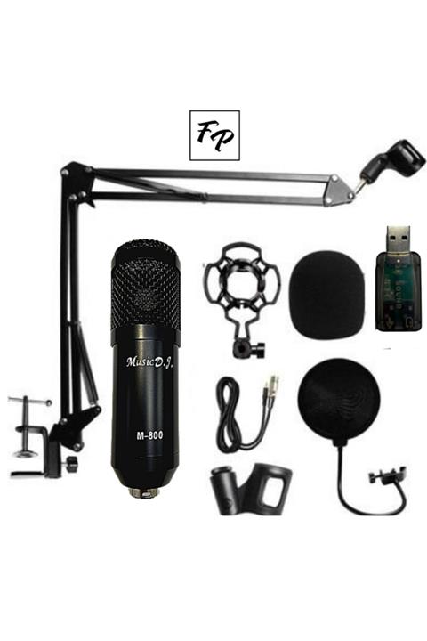 Feel Pool Profesyonel Bm800 Stüdyo Kayıt Youtuber Mikrofonu Seti Stand Pop Filtre Siyah