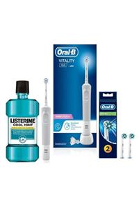 OralB Vitality D100 Fırça + Cross Action 2'li Başlık+ Listerine Cool Mint 500 ml