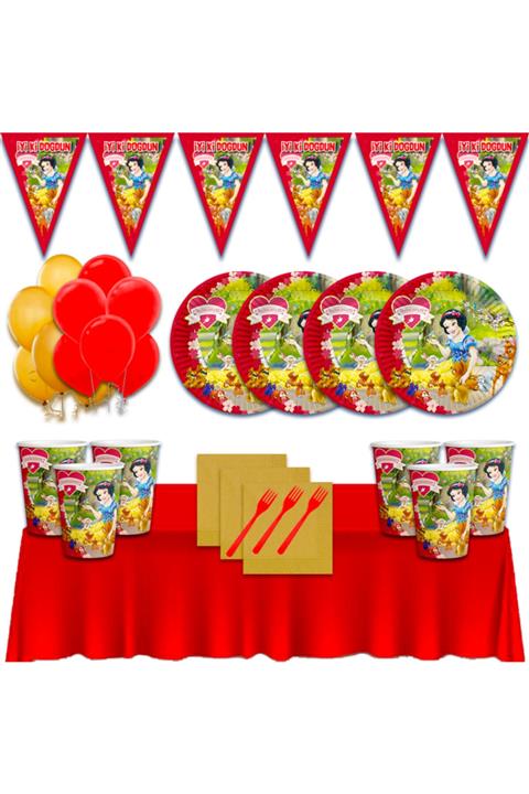 partykids Snow White 8 Kişilik Doğum Günü Parti Süsleri Malzemeleri Seti