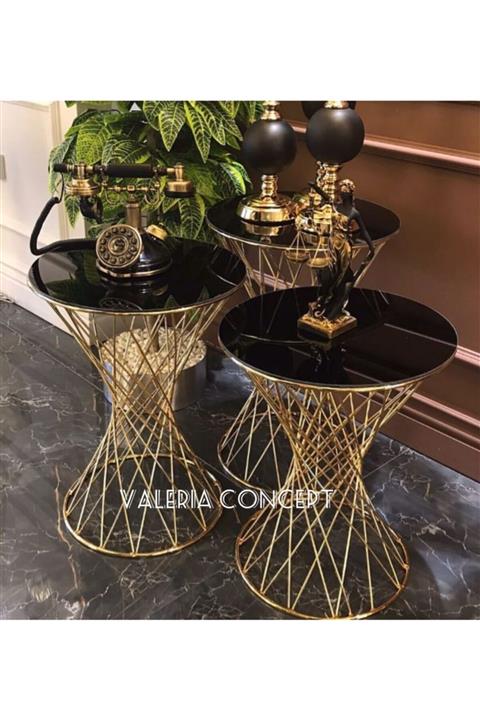 valeria concept Pota Zigon Sehpa Gold Ayak Bronz Aynalı