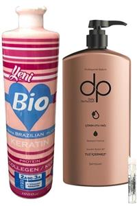 Bio Keratin Brezilya Fönü Keratini 1000 ml Zayıf Ve Yıpranmış Saçlar + Tuzsuz Şampuan Çörek Otu Yağı