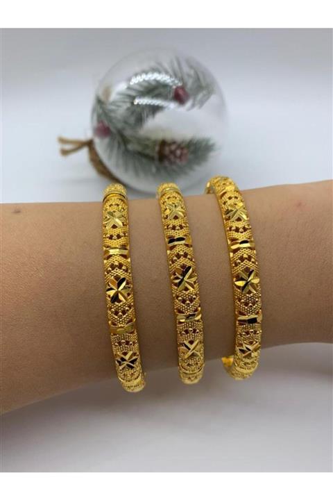 Alzey Gold İmitasyon Kelepçe Bilezik 22 Ayar Saf Altın Kaplama