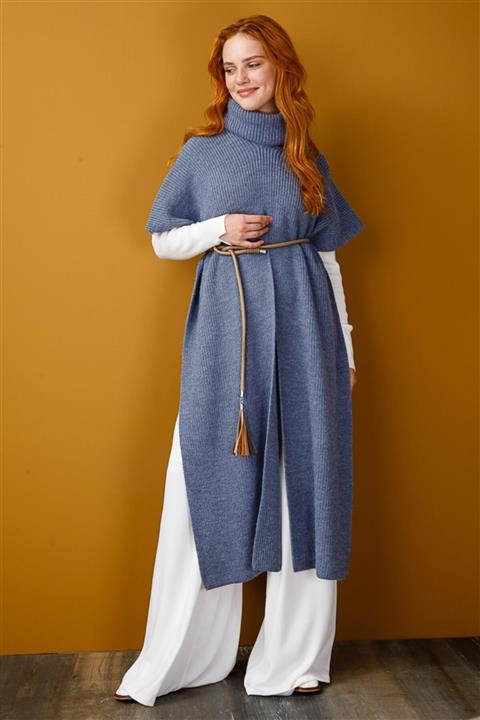 Ghisa Triko Pelerin Indigo