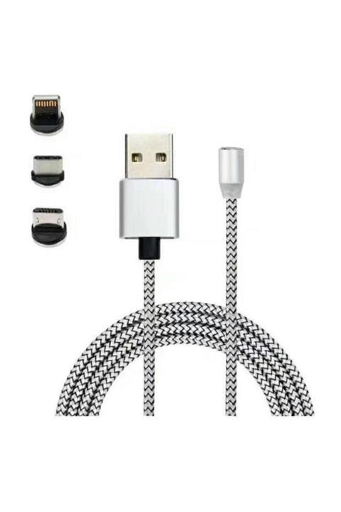 Mmctech Iphone Android Samsung Manyetik Mıknatıslı Şarj Kablosu Micro Usb Type-c Uyumlu