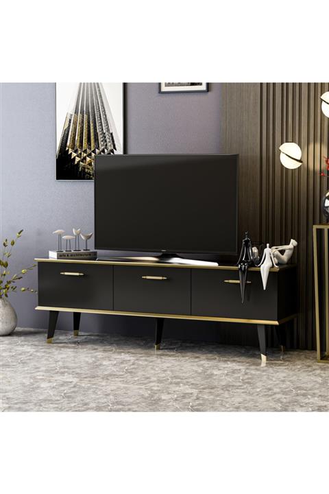 Minar Colin Tv Ünitesi Soft - Parlak Royal Mermer/Parlak Siyah