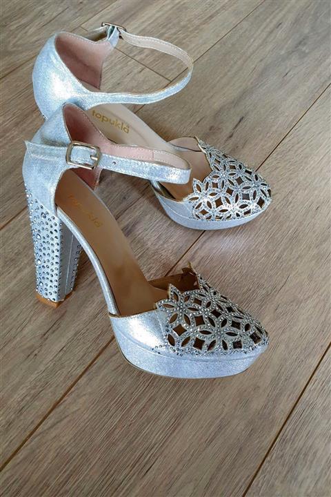 TOPUKLA Kadın Lame Taşlı Platform Ayakkabı