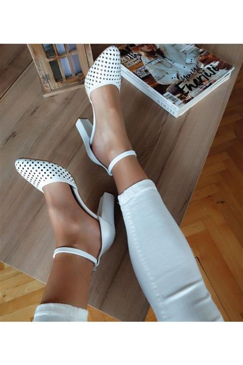 TOPUKLA Kadın Beyaz Deri Bilek Bağlı 001 18