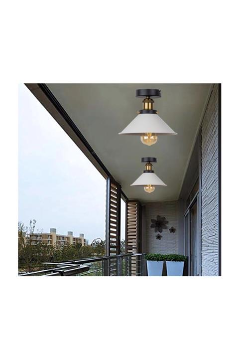 MYLİGHT S Retro Rustik Beyaz Plofonyer Tavan Avize