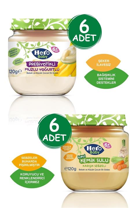 Hero Baby Kemik Sulu Sebzeli ve Prebiyotikli Muzlu Kavanoz Mama