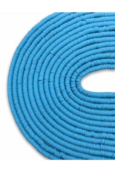 Hedef Bijuteri 6mm Mavi Renk Polimer Kil Fimo Boncuk Dizisi,40cm Hamur Boncuk Fimo Dizi