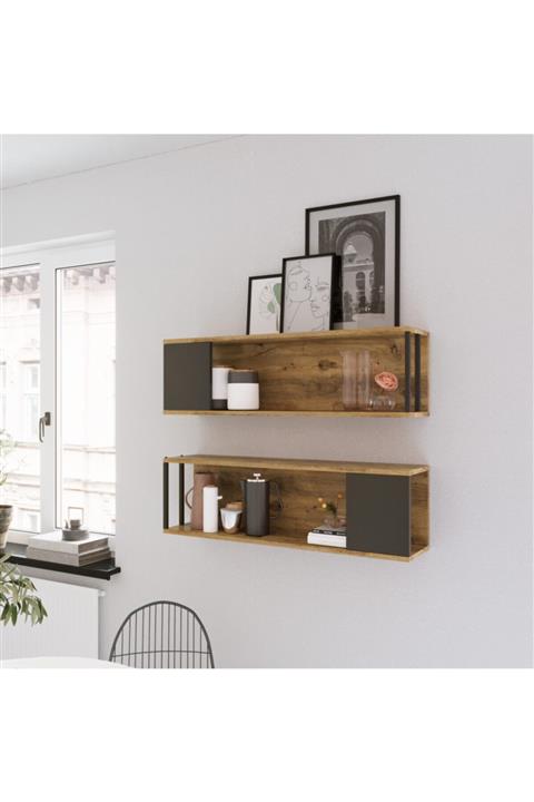 Yurudesign Voyage Duvar Rafı Kitaplık Çam 2'li Set Vg18-a