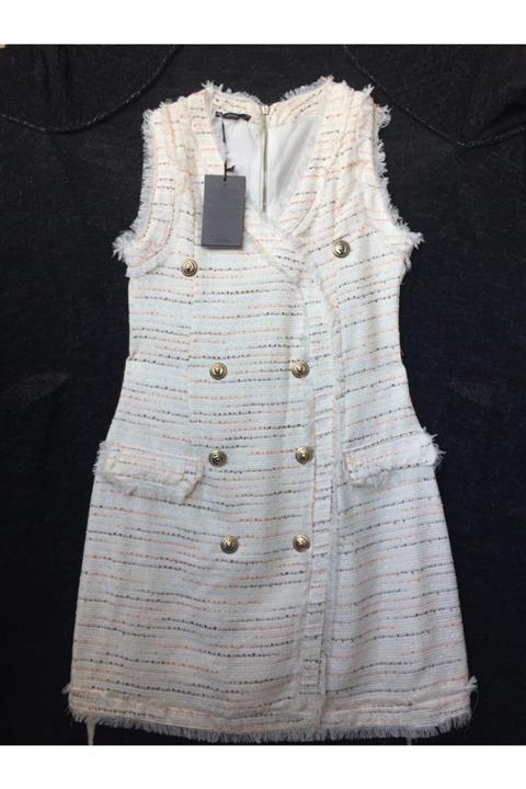 Lefon Kadın Krem Ceket Elbise Takım