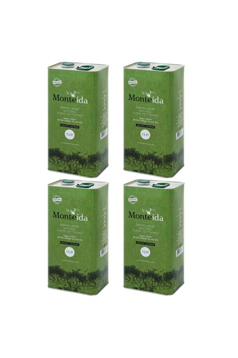 Monteida Yeni Erken Hasat Natürel Sızma Zeytinyağı (SOĞUK SIKIM) 5 L Teneke - 4lü Paket