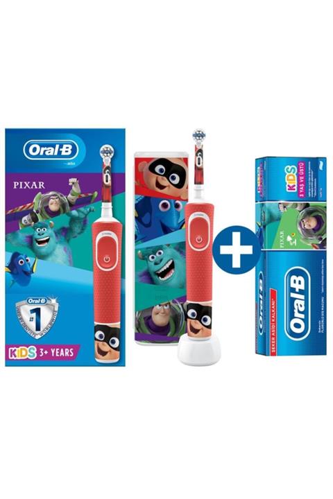 OralB D100 Çocuklar Için Şarj Edilebilir Diş Fırçası Pixar+seyahat Kabı+ Pixar Diş Macunu