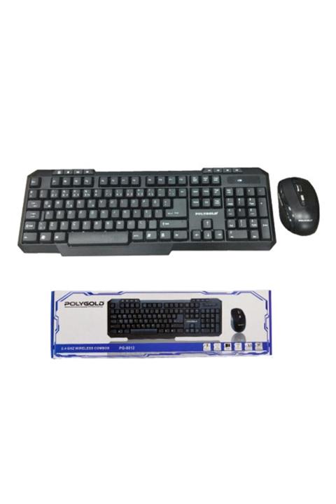 POLYGOLD Kablosuz Klavye Mouse Seti Q Klavye Wireless 8012 Siyah