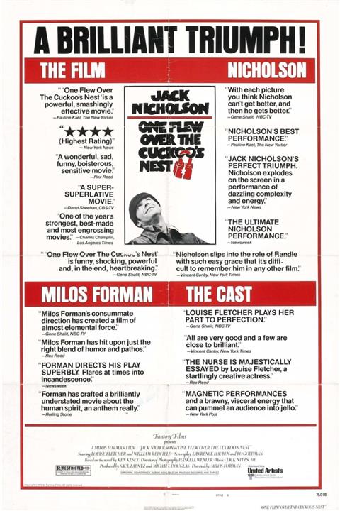 POSTER One Flew Over The Cuckoo's Nest (1975) 50 X 70 Zookeeper