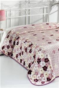 Evlen Home 3.5 Kg Kalın Supersoft Kalite Flower Çift Kişilik Battaniye Kalpli 220x240 Cm Pudra (B13)