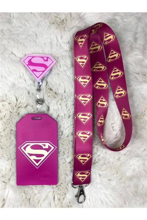 Hediyebum Süpergirl Boyun Askısı Yoyo Ve Dik Kartlık Set