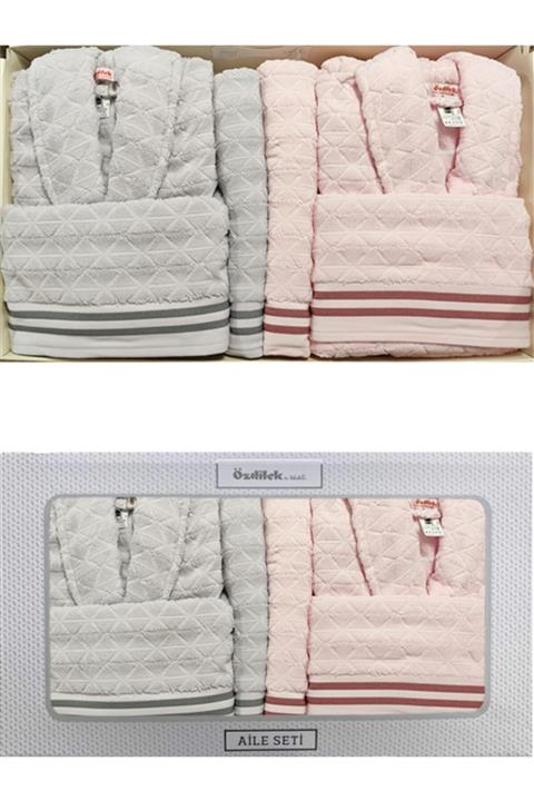 Özdilek Bornoz Takımı Squares Aile Seti Bornoz Takımı