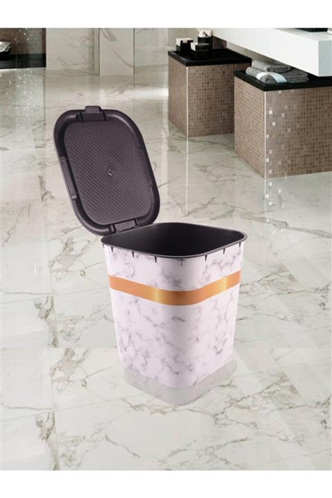 Kaya Store Mermer Desen 14 Litre Kapaklı Çöp Kutusu