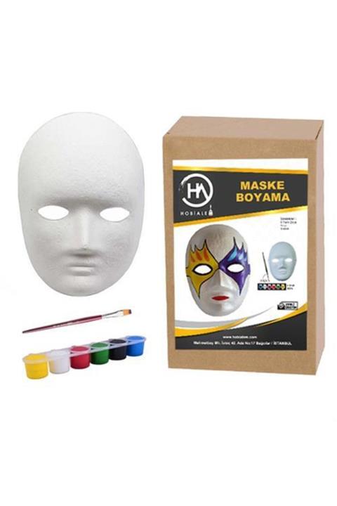 Hobialem Maske Boyama Seti, Eğitici Maske Boyama, 6 Lı Boya Maske Ve Fırça, Eğlenceli Aktivite