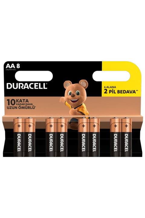 Duracell Alkalin AAA İnce Kalem Pil (6+2) 8'li Paket