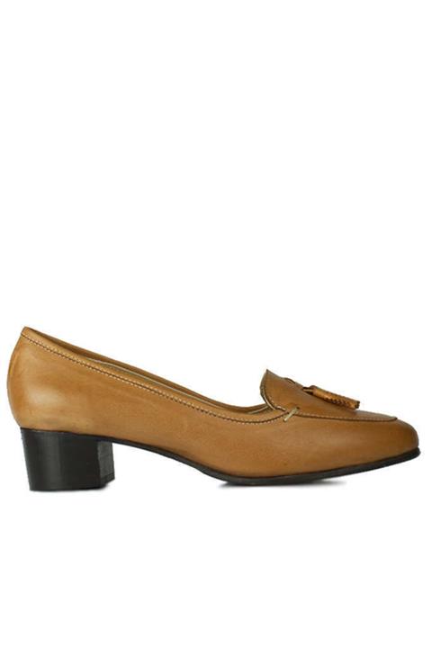 Fitbas Canilh 840177 167 Kadın Taba Deri Topuklu Büyük Numara Ayakkabı