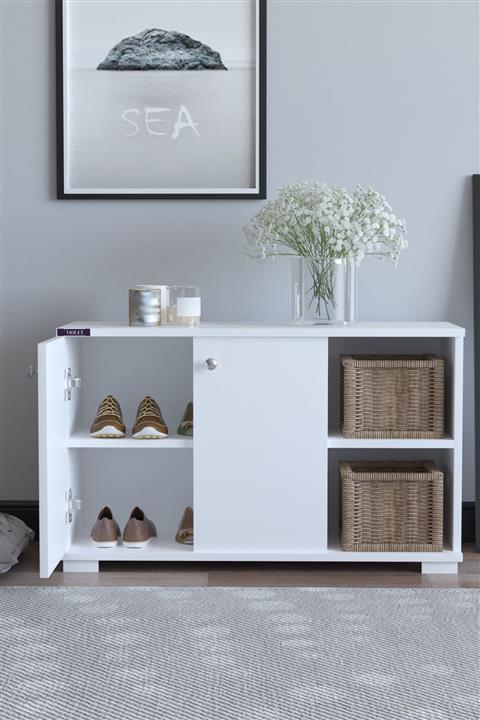 THE VİOLET Easy Portmanto Ayakkabılık Vestiyer- Beyaz