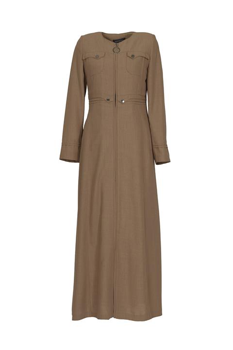 Soydan Basic Kadın Fermuar Kapama Yazlık Uzun Pardesü Kiremit 5631