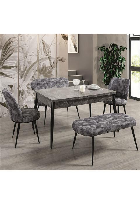 Eymense Antrasit Güzelyalı Banklı Mutfak Masa Takımı