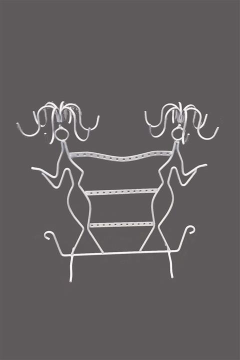 Ferforje Naz tasarım Naz Tasarım Ferforje Dekorasyon Bayan Figürlü Takı Askılığı Beyaz